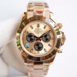 Swiss Replica Rolex Daytona Rose Gold 904l Salmon Dial Watch A7750